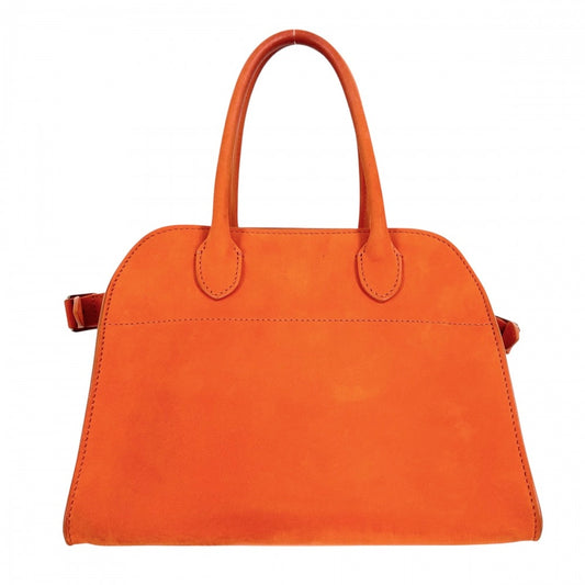 ハンドバッグ THE ROW ザロウ Soft Margaux 10 マルゴー10 鞄 かばん スウェード オレンジ シルバー金具 レディース【中古品】
