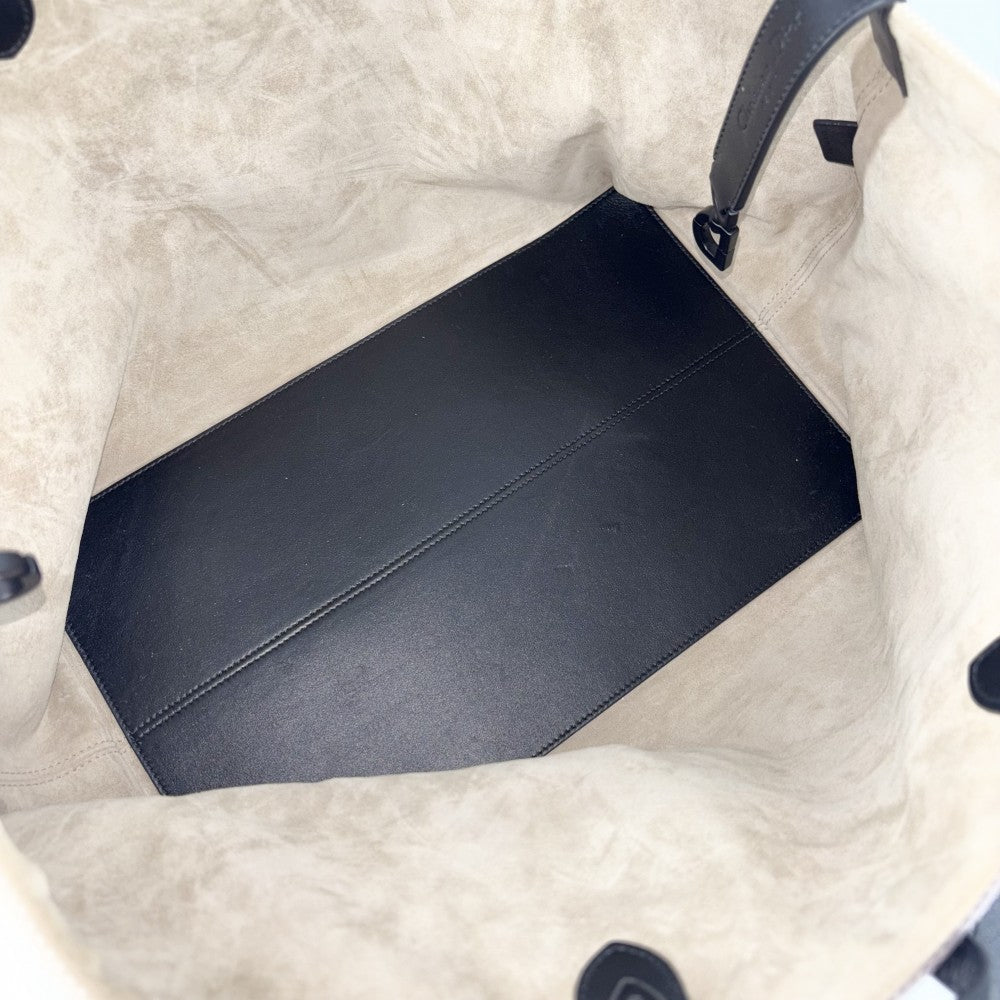 【開店SALE】 Christian Dior クリスチャンディオール トートバッグ トゥジュール ラージ ハンドバッグ エッフェル塔 M2820SZBF キャンバス レザー アイボリー ブラック 黒 ブラック金具 レディース【中古品】