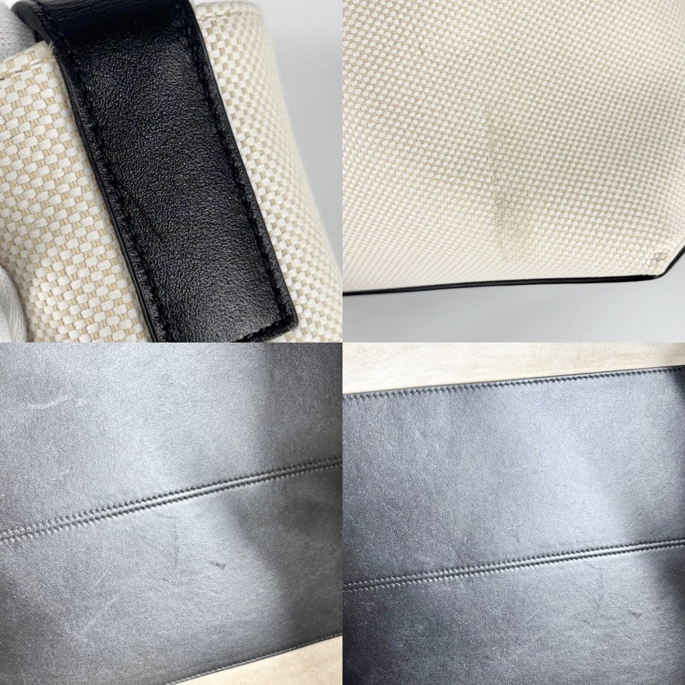 【開店SALE】 Christian Dior クリスチャンディオール トートバッグ トゥジュール ラージ ハンドバッグ エッフェル塔 M2820SZBF キャンバス レザー アイボリー ブラック 黒 ブラック金具 レディース【中古品】
