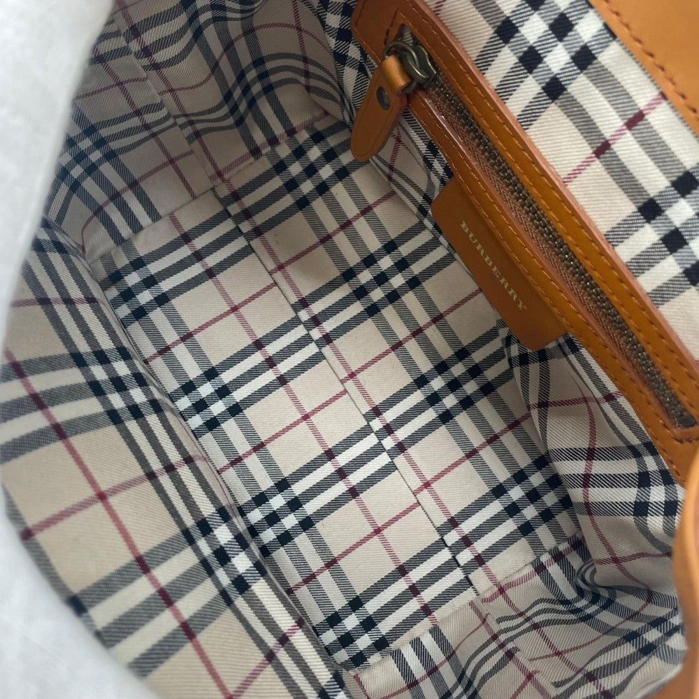 BURBERRY バーバリー ハンドバッグ レザー ブラウン 茶 ゴールド金具 レディース【中古品】