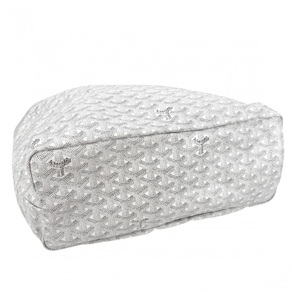 【開店SALE】 GOYARD ゴヤール トートバッグ サンルイPM ハンドバッグ ポーチ付き コーティングキャンバス レザー ホワイト 白 シルバー金具 レディース【中古品】