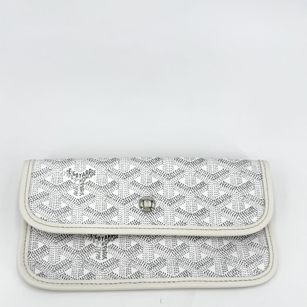 【開店SALE】 GOYARD ゴヤール トートバッグ サンルイPM ハンドバッグ ポーチ付き コーティングキャンバス レザー ホワイト 白 シルバー金具 レディース【中古品】