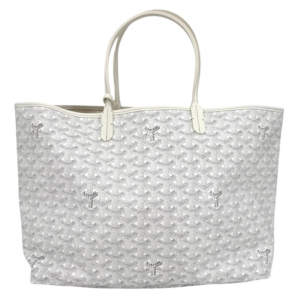 【開店SALE】 GOYARD ゴヤール トートバッグ サンルイPM ハンドバッグ ポーチ付き コーティングキャンバス レザー ホワイト 白 シルバー金具 レディース【中古品】