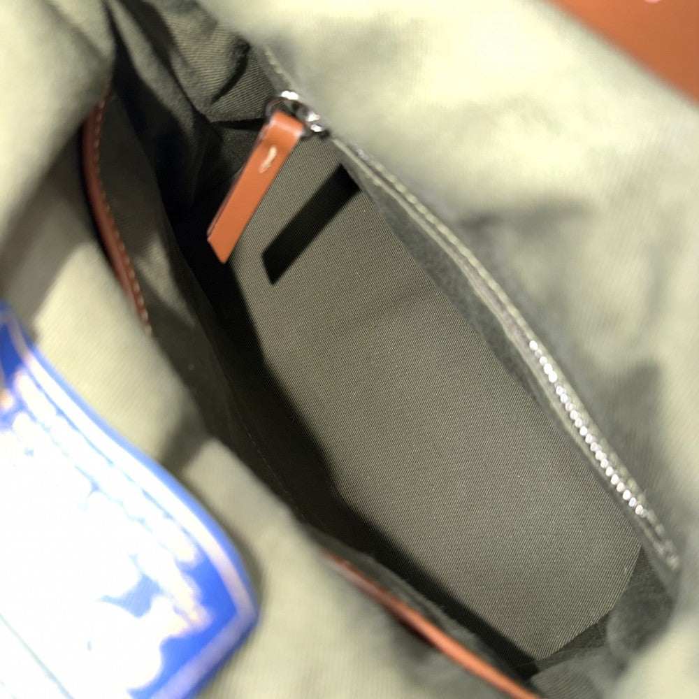 MAISON MARGIELA メゾンマルジェラ 2WAY 5AC クラシック ミニ ハンドバッグ ショルダーバッグ メゾンマルジェラ 牛革 キャンバス ブラウン 茶 グレー シルバー金具 レディース【中古品】