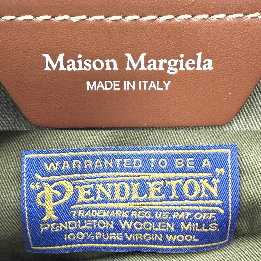 MAISON MARGIELA メゾンマルジェラ 2WAY 5AC クラシック ミニ ハンドバッグ ショルダーバッグ メゾンマルジェラ 牛革 キャンバス ブラウン 茶 グレー シルバー金具 レディース【中古品】