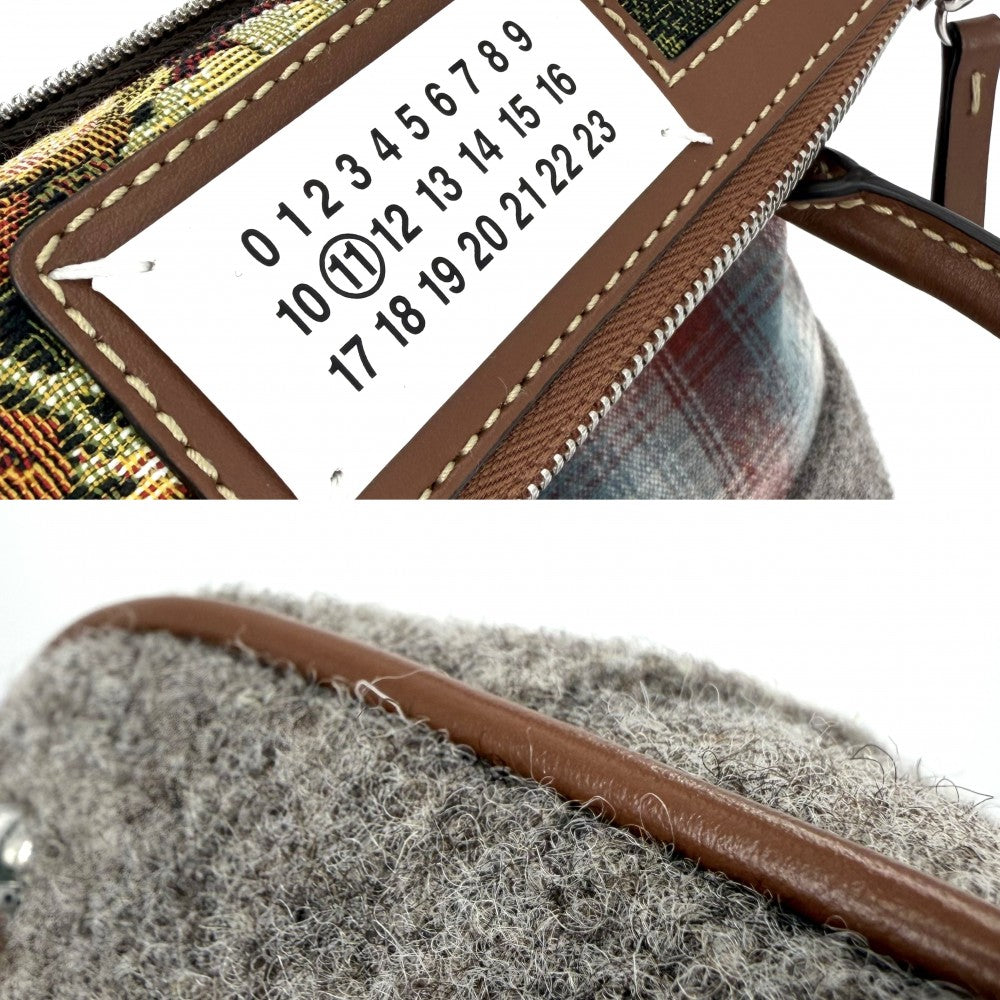 MAISON MARGIELA メゾンマルジェラ 2WAY 5AC クラシック ミニ ハンドバッグ ショルダーバッグ メゾンマルジェラ 牛革 キャンバス ブラウン 茶 グレー シルバー金具 レディース【中古品】