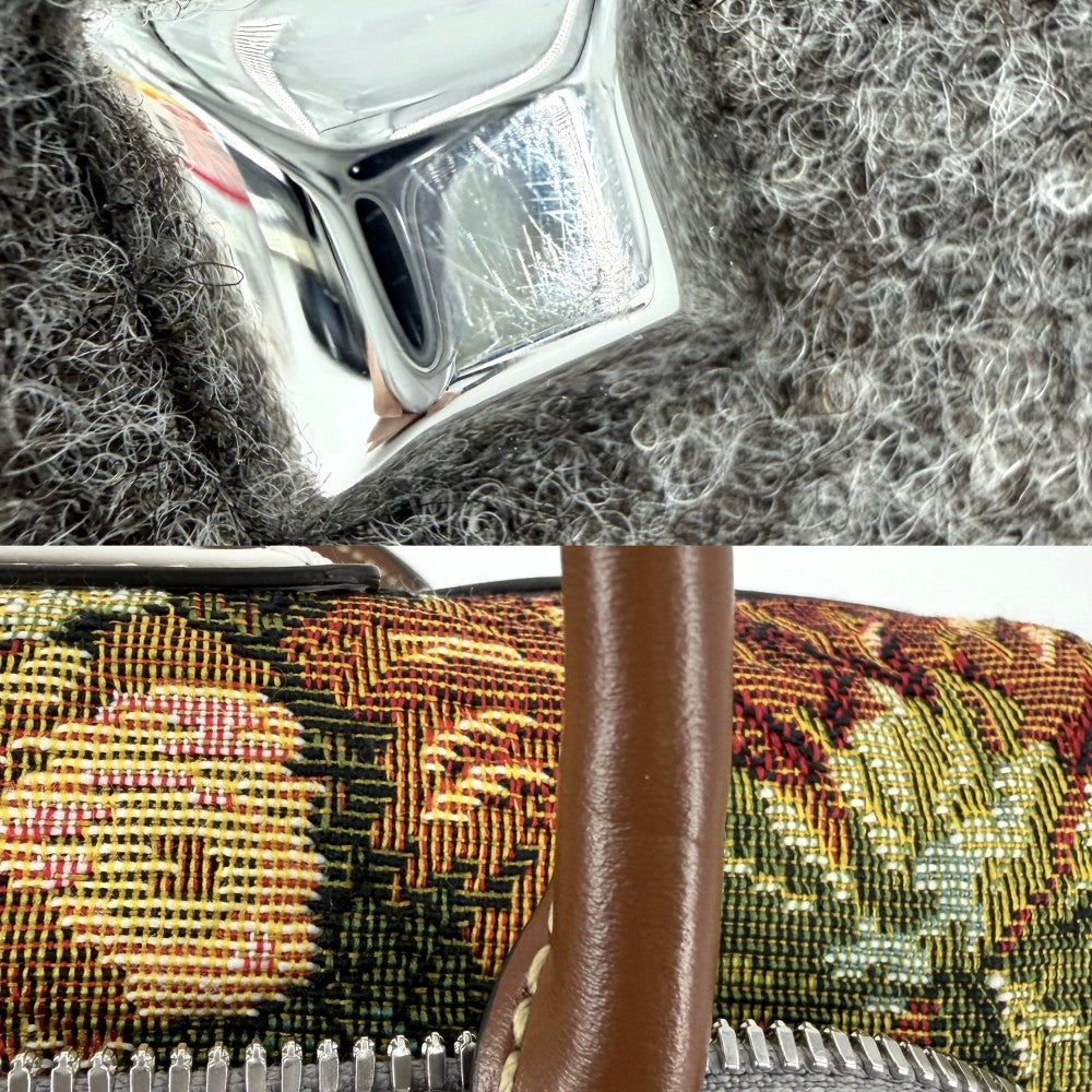 MAISON MARGIELA メゾンマルジェラ 2WAY 5AC クラシック ミニ ハンドバッグ ショルダーバッグ メゾンマルジェラ 牛革 キャンバス ブラウン 茶 グレー シルバー金具 レディース【中古品】