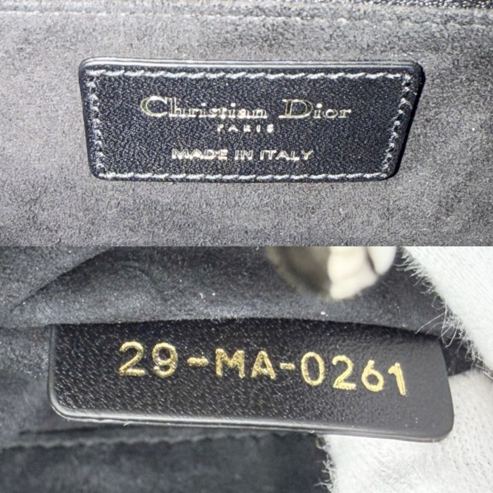 【開店SALE】 Christian Dior クリスチャンディオール 2WAY カナージュ レディディオール ハンドバッグ ショルダーバッグ ミディアム レザー ブラック 黒 ゴールド金具 レディース【中古品】