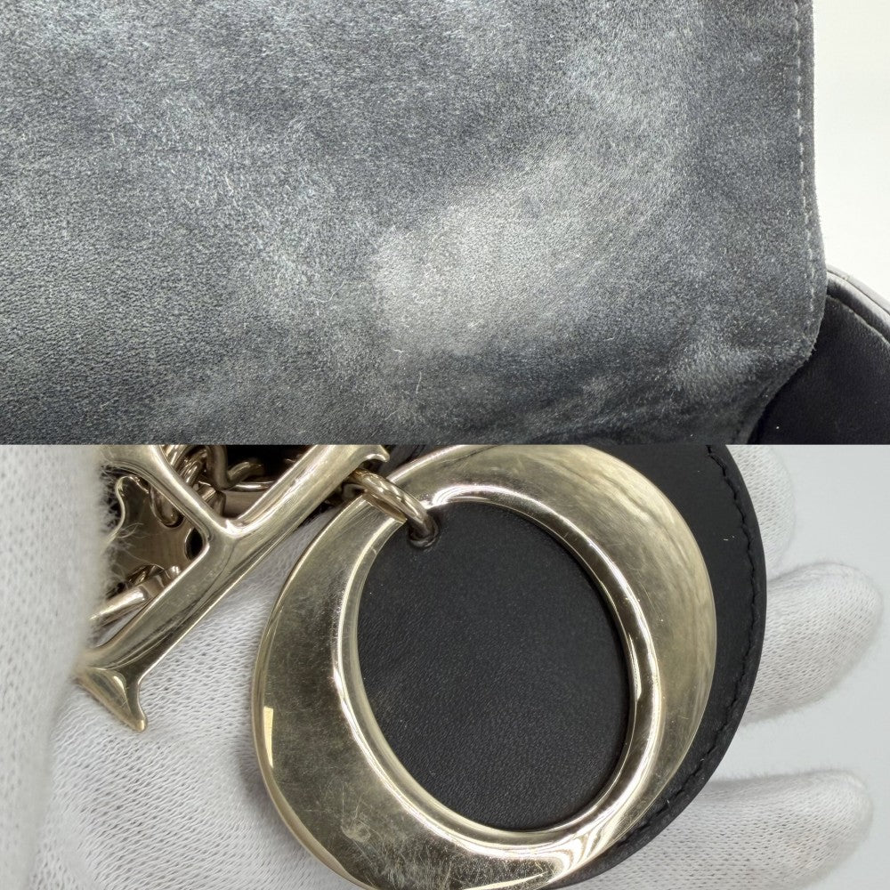 【開店SALE】 Christian Dior クリスチャンディオール 2WAY カナージュ レディディオール ハンドバッグ ショルダーバッグ ミディアム レザー ブラック 黒 ゴールド金具 レディース【中古品】