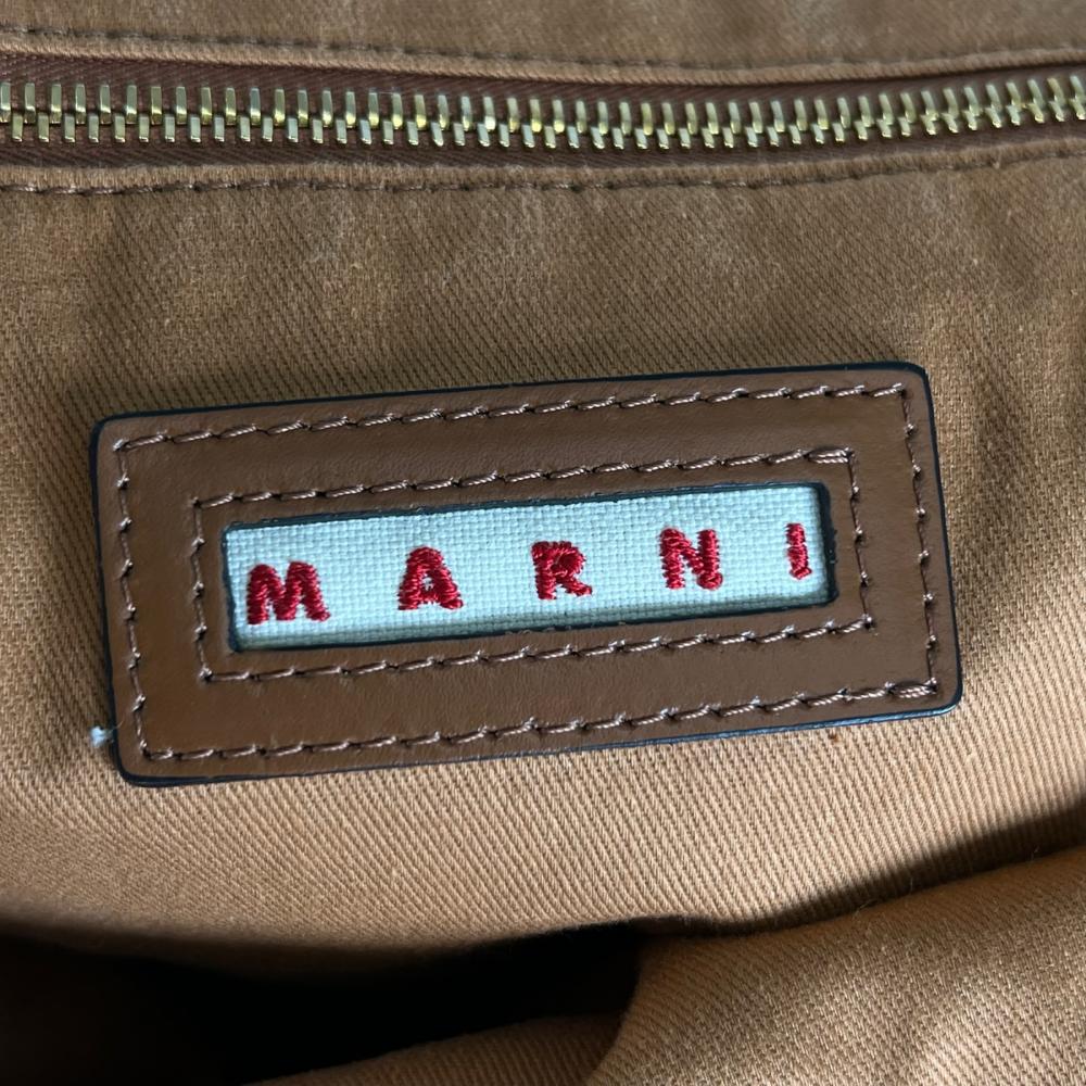 MARNI マルニ ハンドバッグ マルセロ サマーバッグ ショッピングバッグ BMMP0052U0 ラフィア レザー ブラウン 茶 ゴールド金具 レディース【中古品】