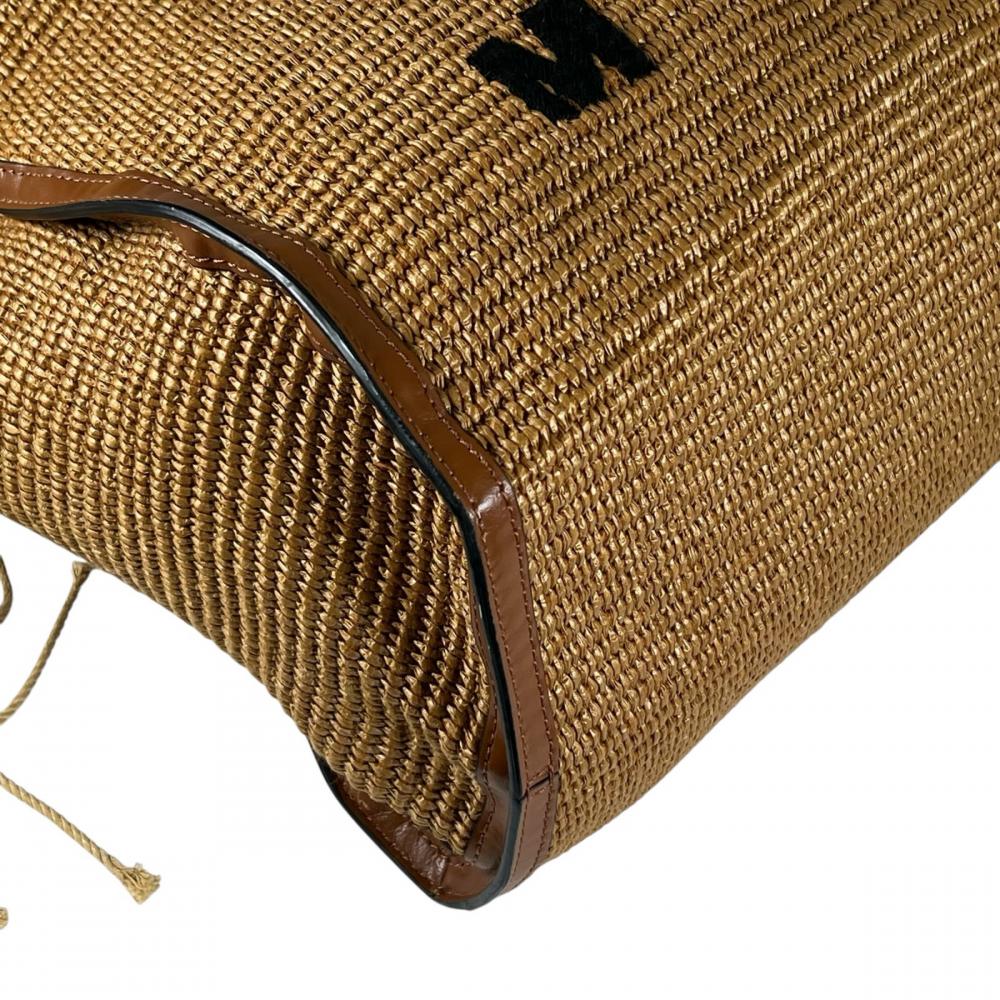 MARNI マルニ ハンドバッグ マルセロ サマーバッグ ショッピングバッグ BMMP0052U0 ラフィア レザー ブラウン 茶 ゴールド金具 レディース【中古品】