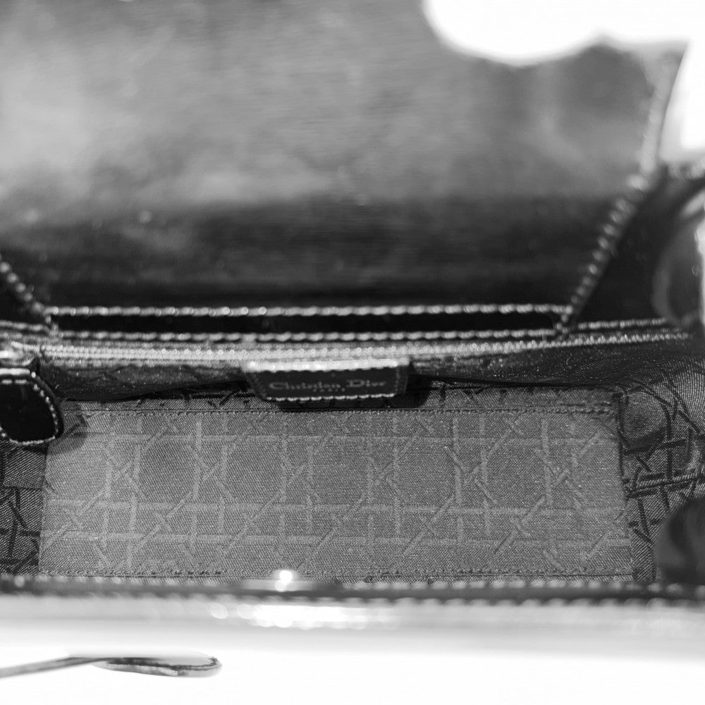 Christian Dior クリスチャンディオール ハンドバッグ マリスパール マット 小さめ かばん 鞄 レザー ブラック 黒 ガンメタル金具 レディース【中古品】