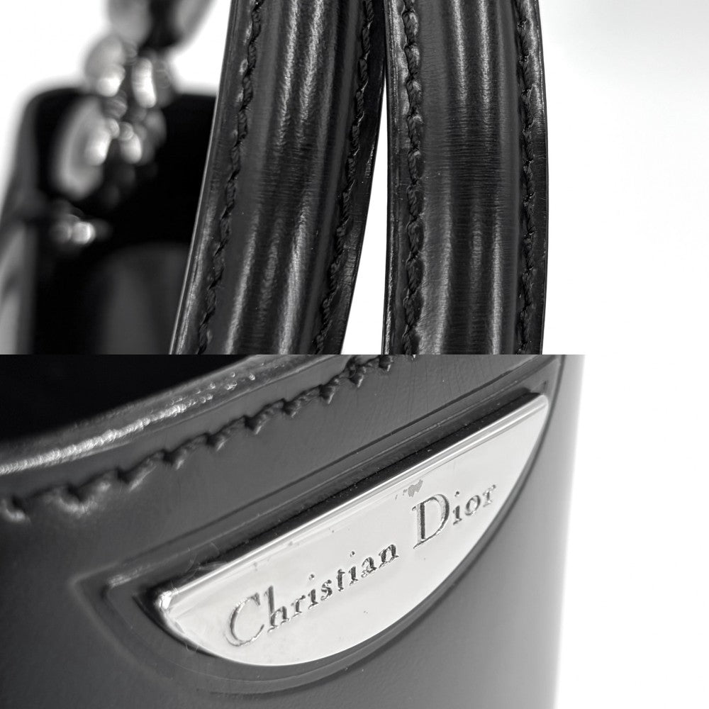 Christian Dior クリスチャンディオール ハンドバッグ マリスパール マット 小さめ かばん 鞄 レザー ブラック 黒 ガンメタル金具 レディース【中古品】