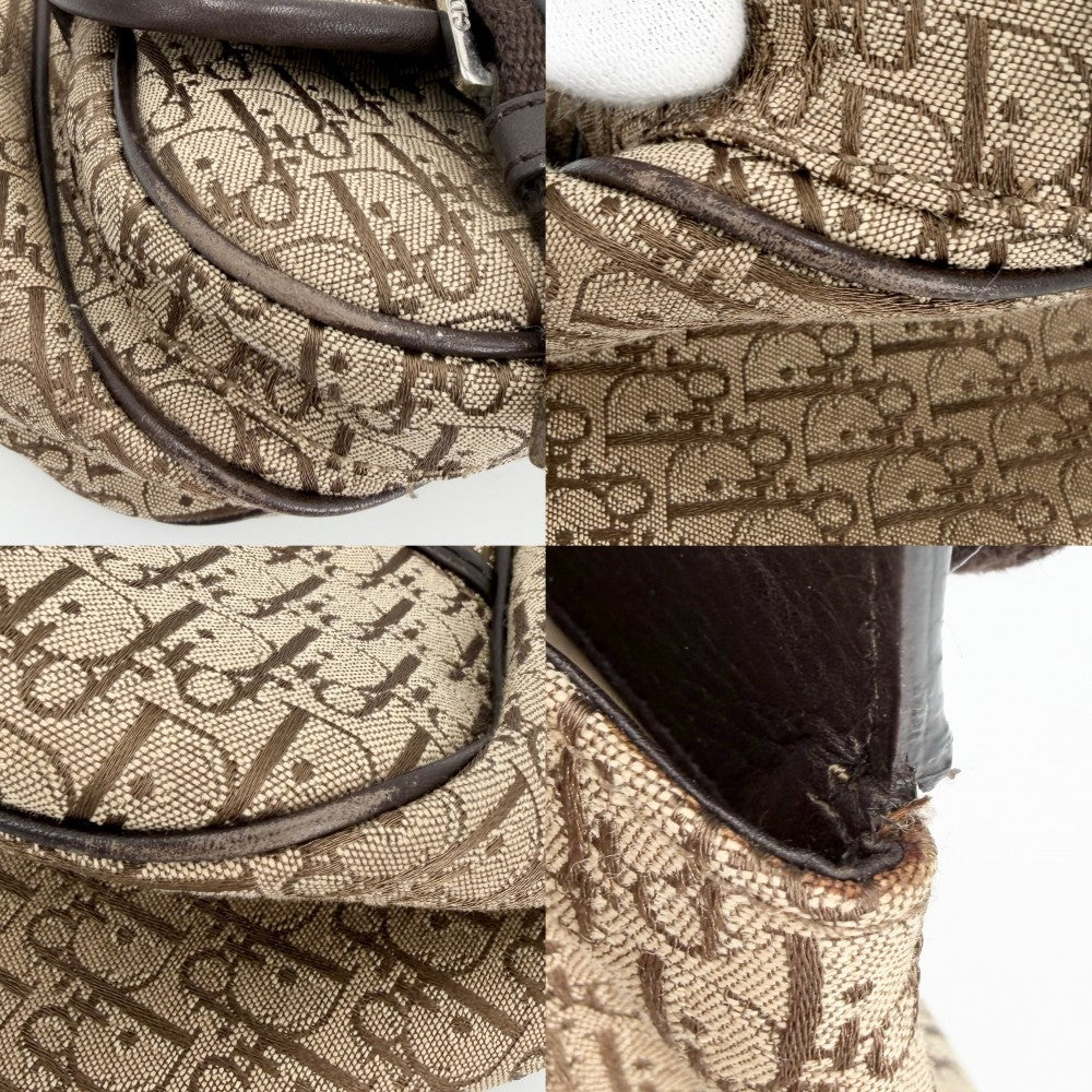 Christian Dior クリスチャンディオール ハンドバッグ ストリートシック トロッター キャンバス レザー ブラウン 茶 ベージュ シルバー金具 レディース【中古品】