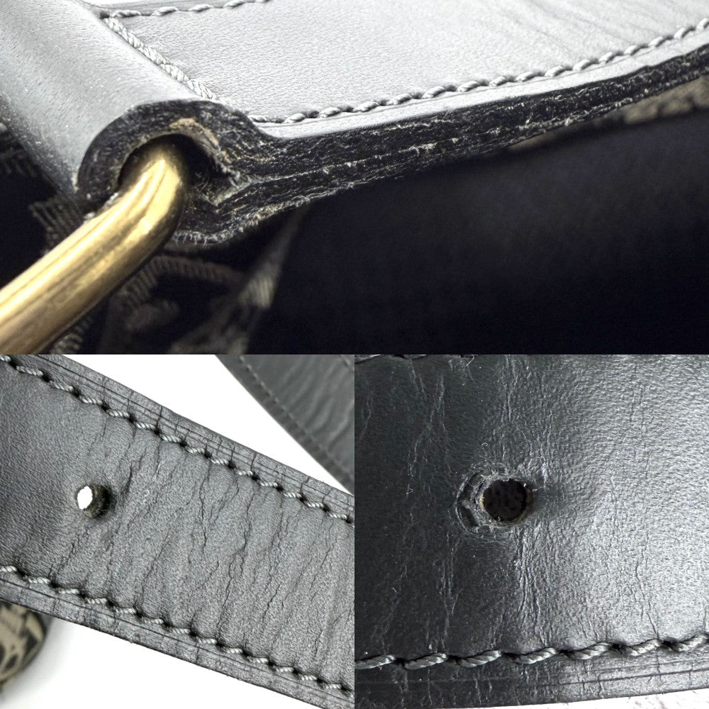 Christian Dior クリスチャンディオール ショルダーバッグ トロッター 巾着 ゴールド系 ブラック 黒 ゴールド金具 レディース【中古品】