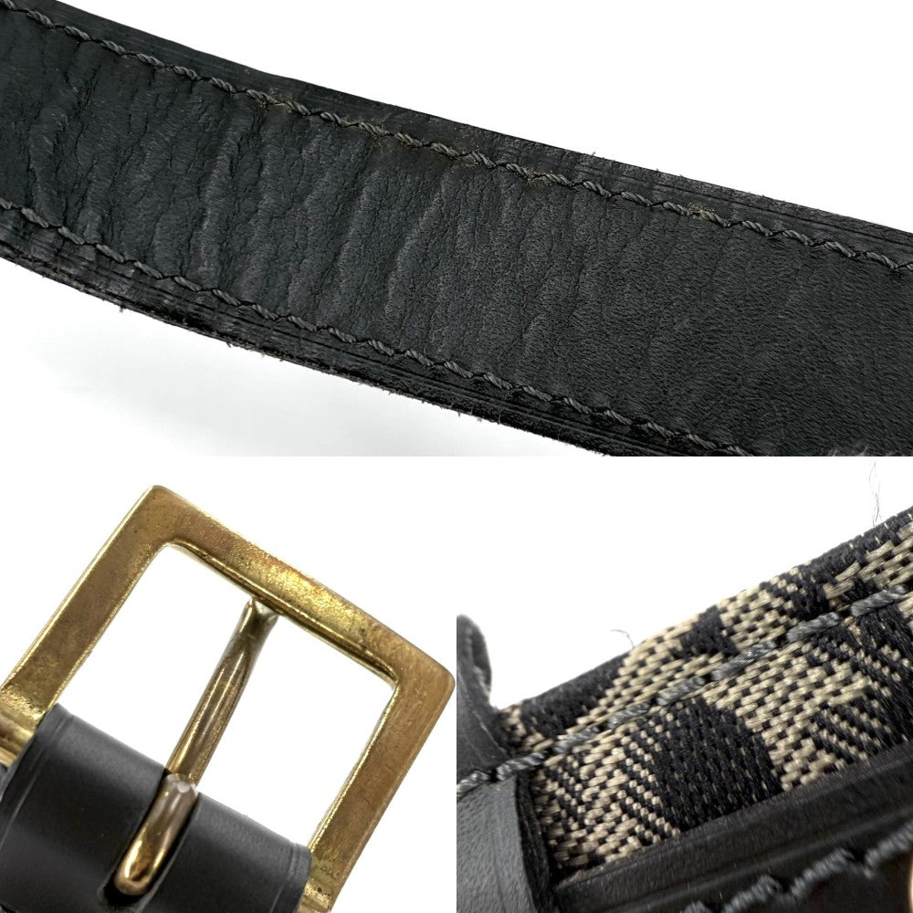 Christian Dior クリスチャンディオール ショルダーバッグ トロッター 巾着 ゴールド系 ブラック 黒 ゴールド金具 レディース【中古品】