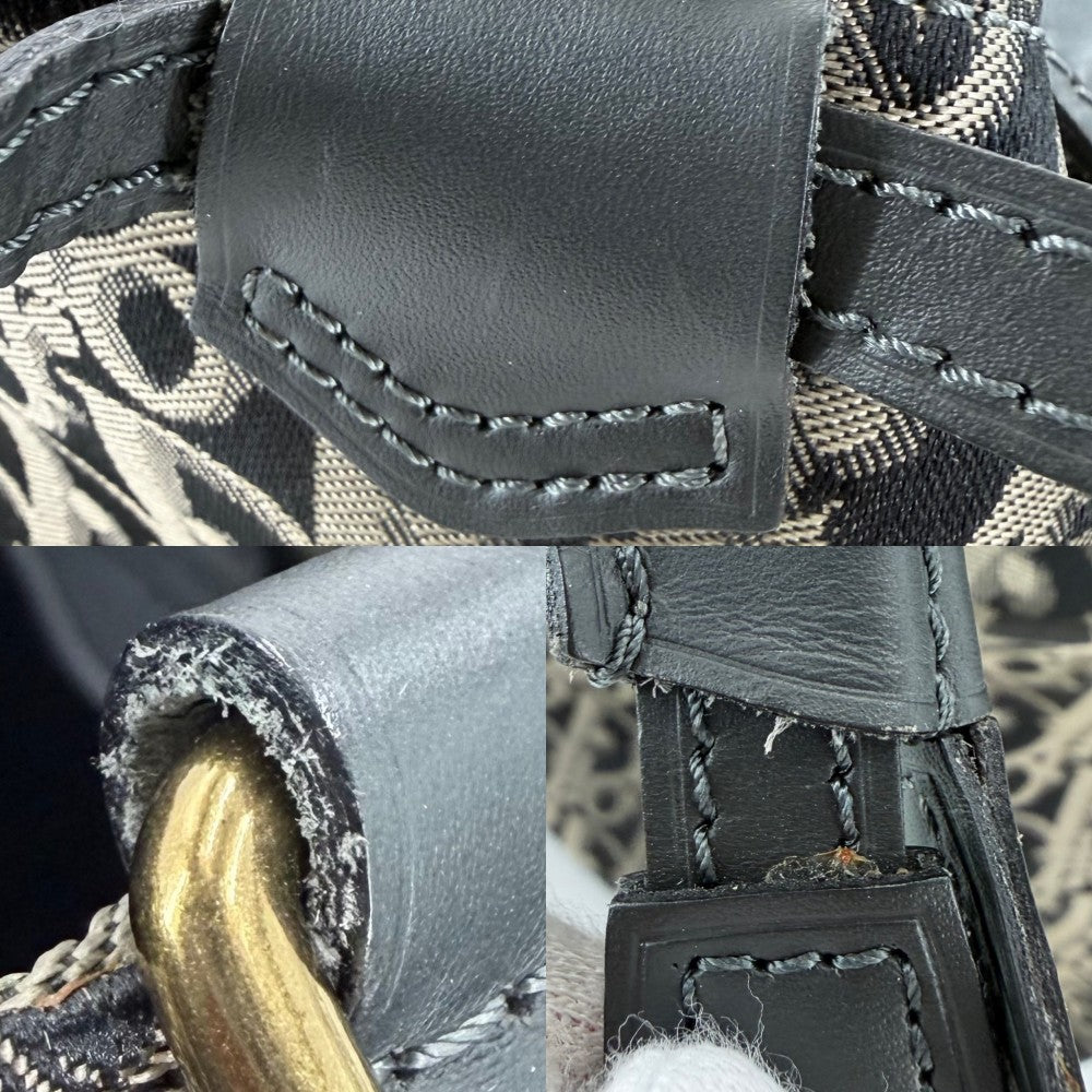 Christian Dior クリスチャンディオール ショルダーバッグ トロッター 巾着 ゴールド系 ブラック 黒 ゴールド金具 レディース【中古品】