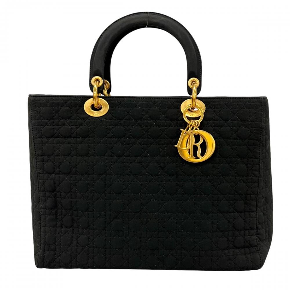 Christian Dior クリスチャンディオール ハンドバッグ ラージサイズ RU0949 ナイロン ブラック 黒 ゴールド金具 レディース【中古品】