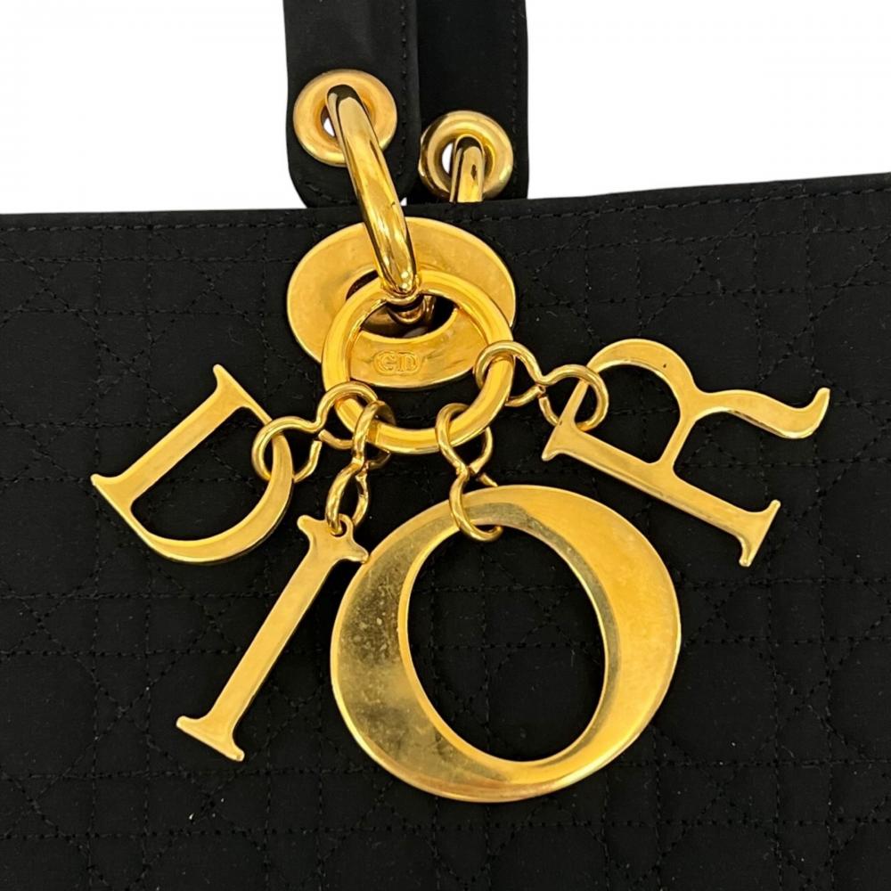 Christian Dior クリスチャンディオール ハンドバッグ ラージサイズ RU0949 ナイロン ブラック 黒 ゴールド金具 レディース【中古品】