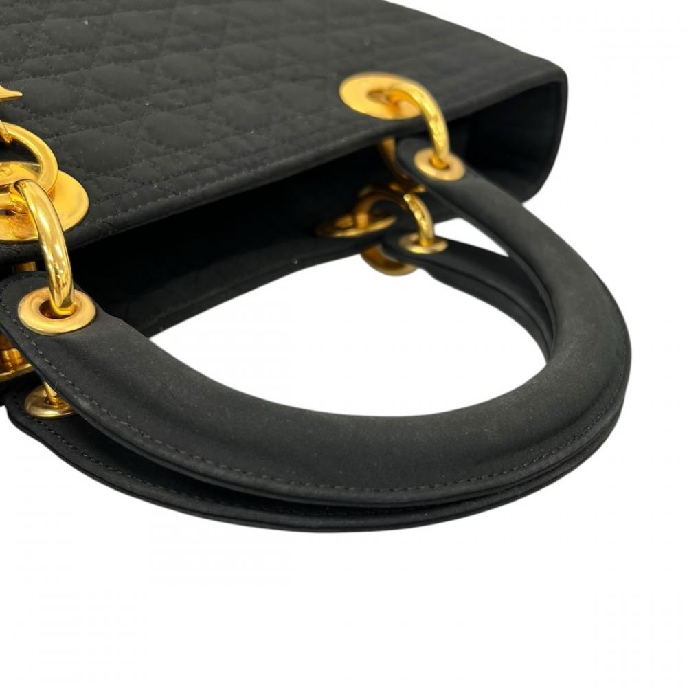 Christian Dior クリスチャンディオール ハンドバッグ ラージサイズ RU0949 ナイロン ブラック 黒 ゴールド金具 レディース【中古品】