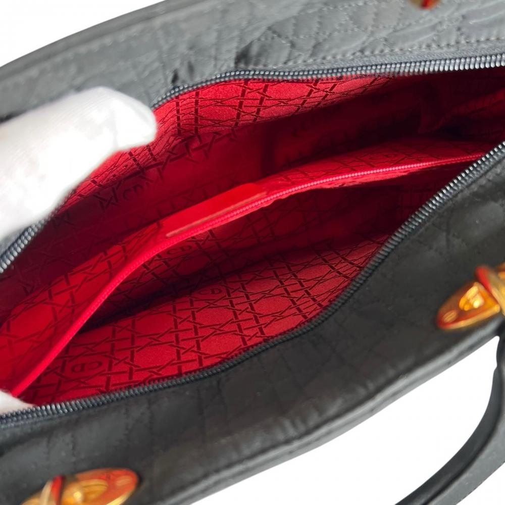 Christian Dior クリスチャンディオール ハンドバッグ ラージサイズ RU0949 ナイロン ブラック 黒 ゴールド金具 レディース【中古品】