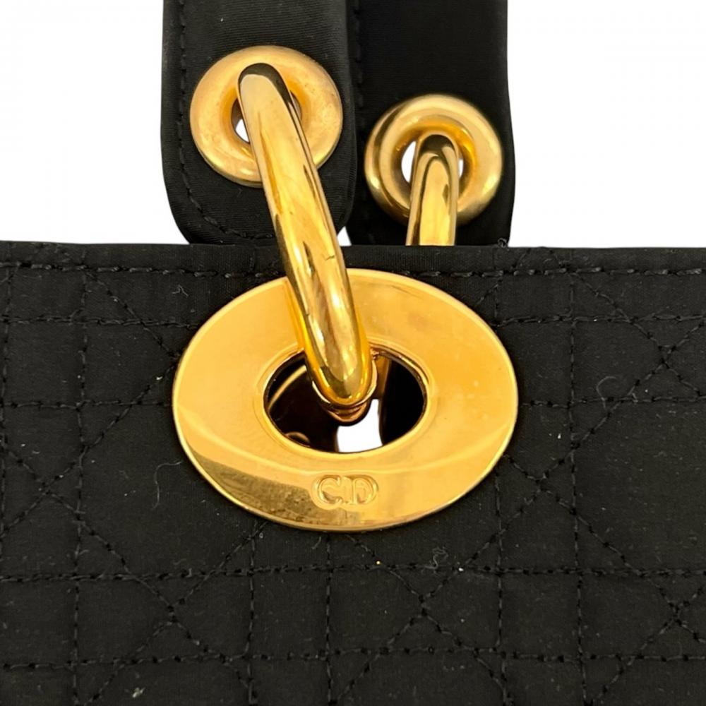 Christian Dior クリスチャンディオール ハンドバッグ ラージサイズ RU0949 ナイロン ブラック 黒 ゴールド金具 レディース【中古品】
