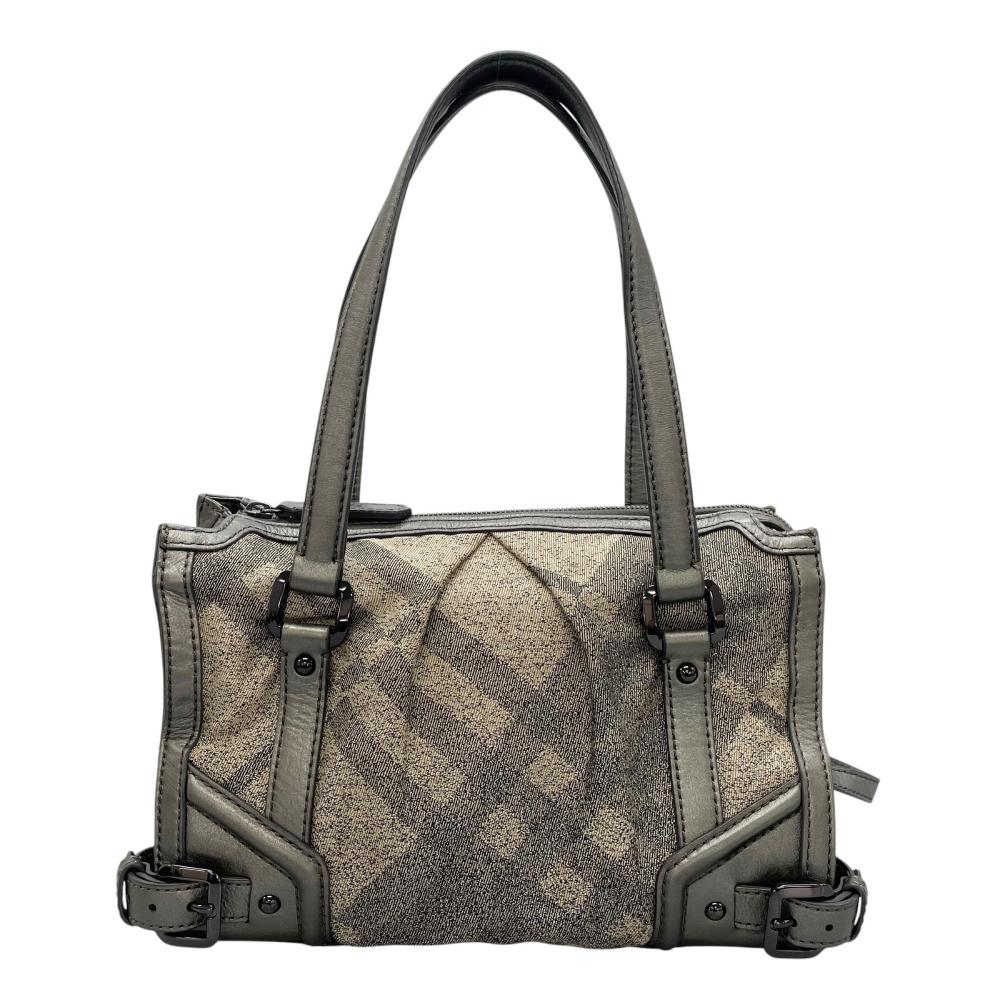 BURBERRY バーバリー ハンドバッグ 2WAY ショウダーバッグ コットン ポリエステル ナイロン ポリウレタン グリッタースモーク シルバー金具 レディース【中古品】