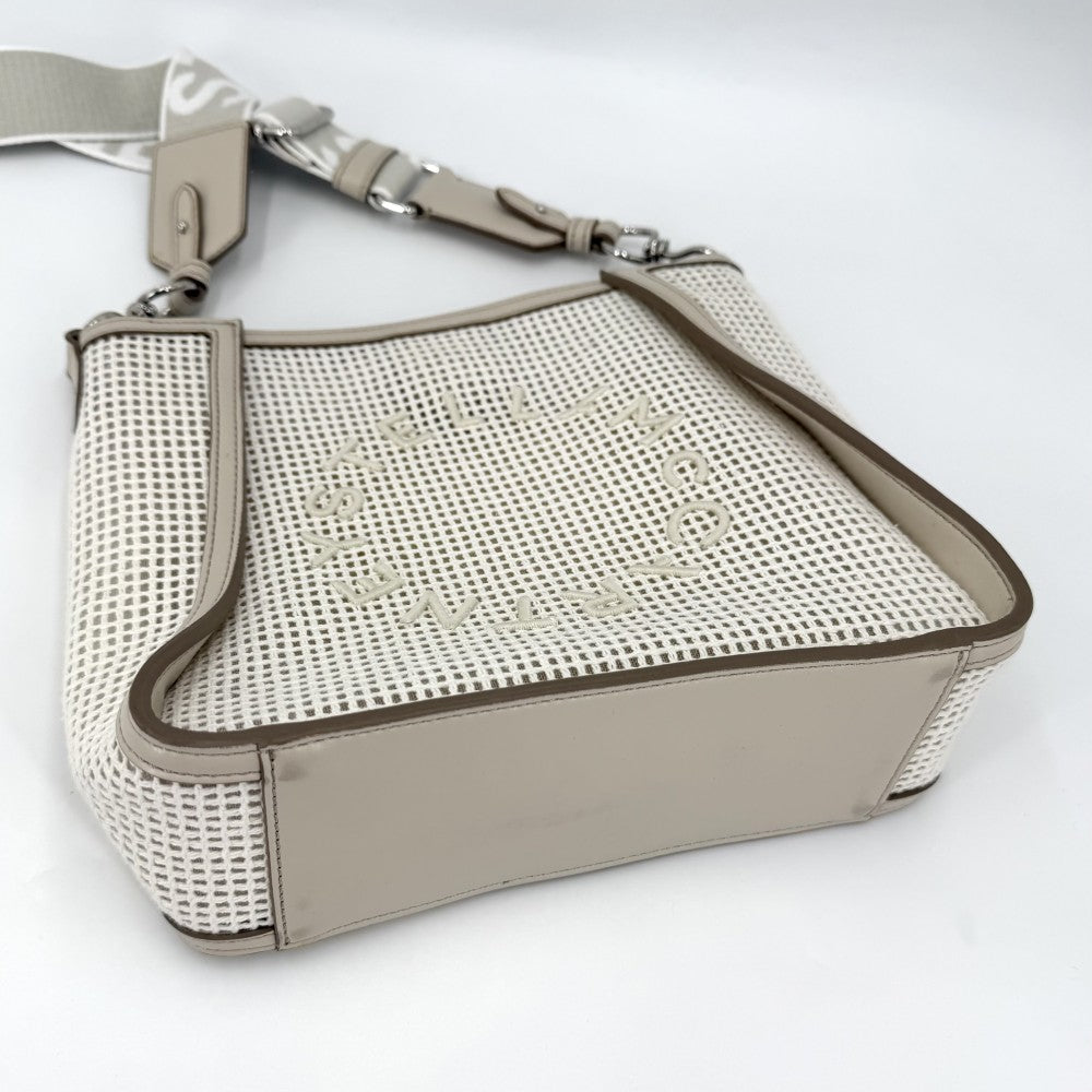 Stella McCartney ステラマッカートニー ショルダーバッグ ステラロゴ ミニクロスボディバッグ メッシュ 700073 コットン ポリエステル ナイロン ホワイト 白 シルバー金具 レディース【中古品】