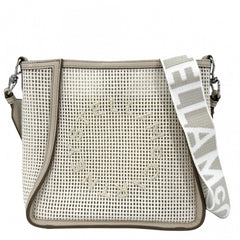 【開店SALE】 Stella McCartney ステラマッカートニー ショルダーバッグ ステラロゴ ミニクロスボディバッグ メッシュ 700073 コットン ポリエステル ナイロン ホワイト 白 シルバー金具 レディース【中古品】