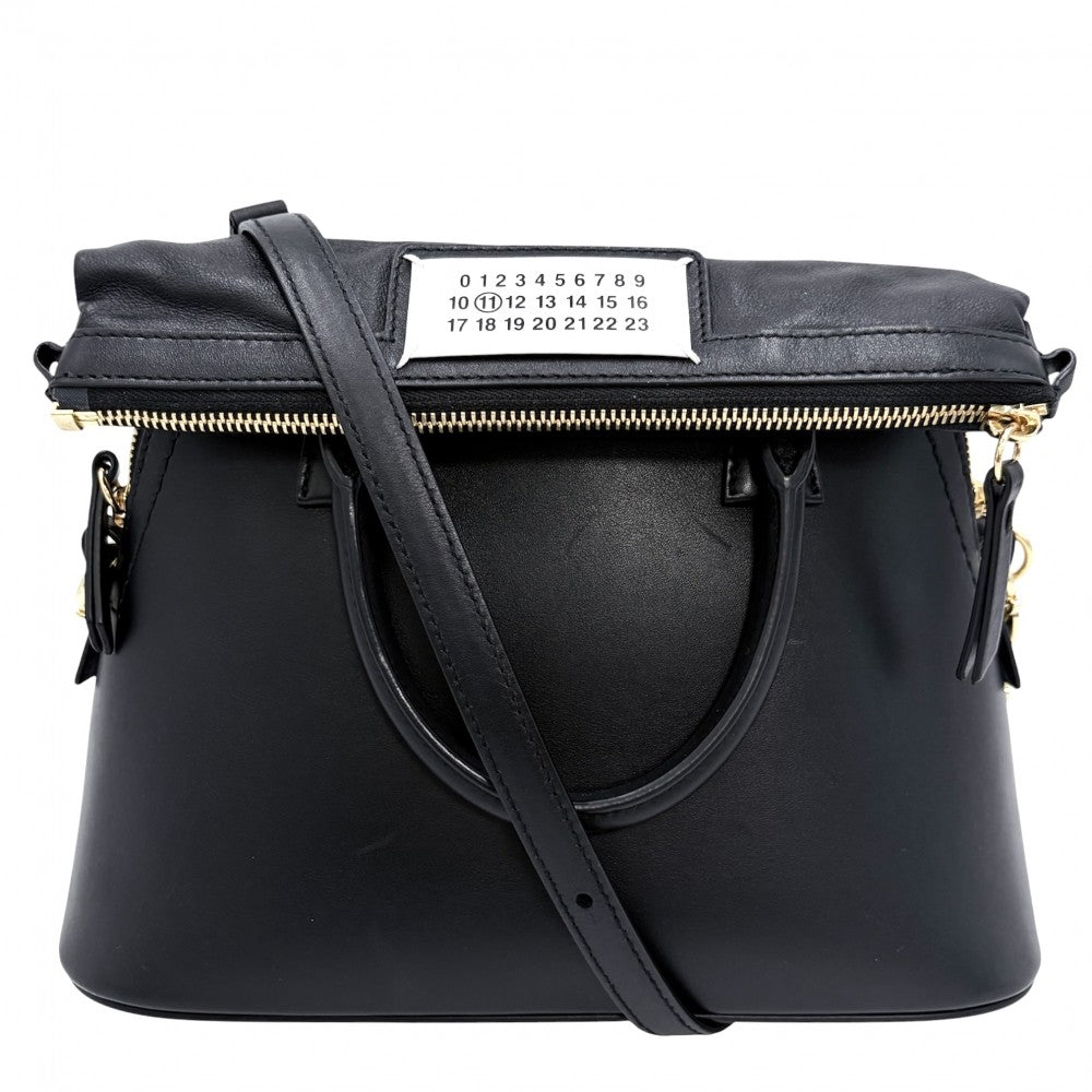 MARTIN MARGIELA マルタンマルジェラ 2WAY 5AC ミニ ハンドバッグ ショルダーバッグ MAISON MARGIELA メゾンマルジェラ レザー ブラック 黒 ゴールド金具 レディース【中古品】