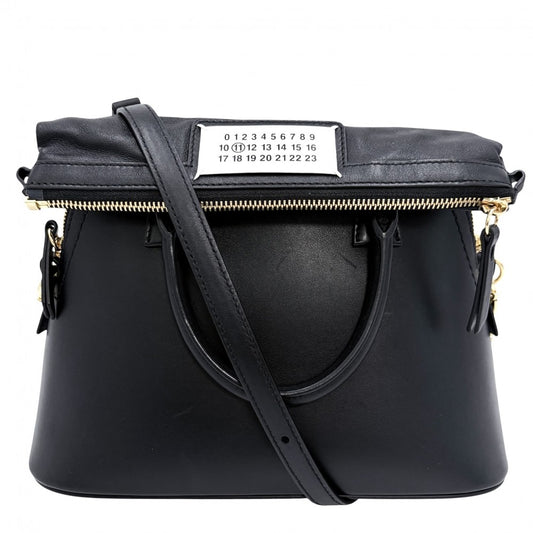 MARTIN MARGIELA マルタンマルジェラ 2WAY 5AC ミニ ハンドバッグ ショルダーバッグ MAISON MARGIELA メゾンマルジェラ レザー ブラック 黒 ゴールド金具 レディース【中古品】
