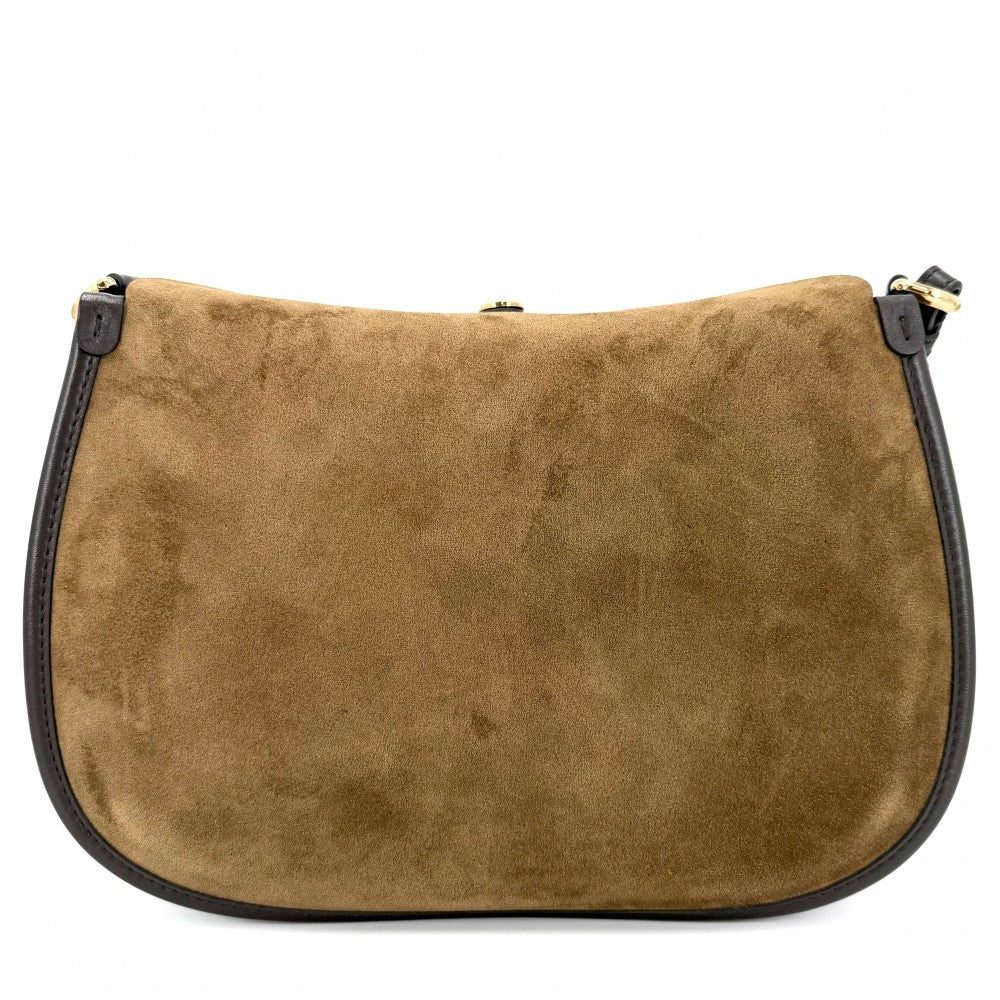 ETRO エトロ ショルダーバッグ エンブロイダリー ポニーバッグ ミディアム スエード Pony WP1C0019 カーフ ブラウン 茶 ゴールド金具 レディース【中古品】