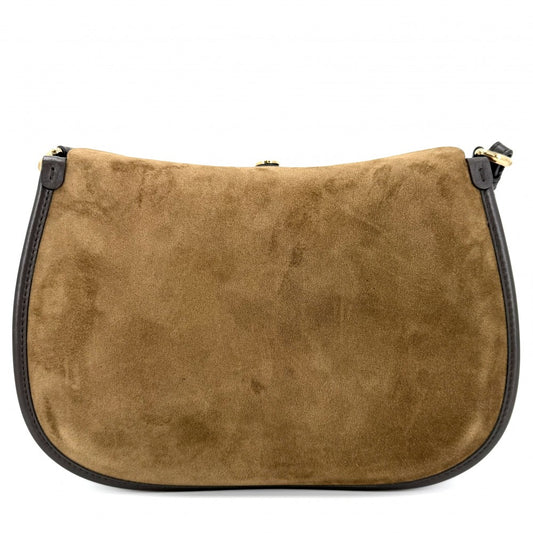 ETRO エトロ ショルダーバッグ エンブロイダリー ポニーバッグ ミディアム スエード Pony WP1C0019 カーフ ブラウン 茶 ゴールド金具 レディース【中古品】