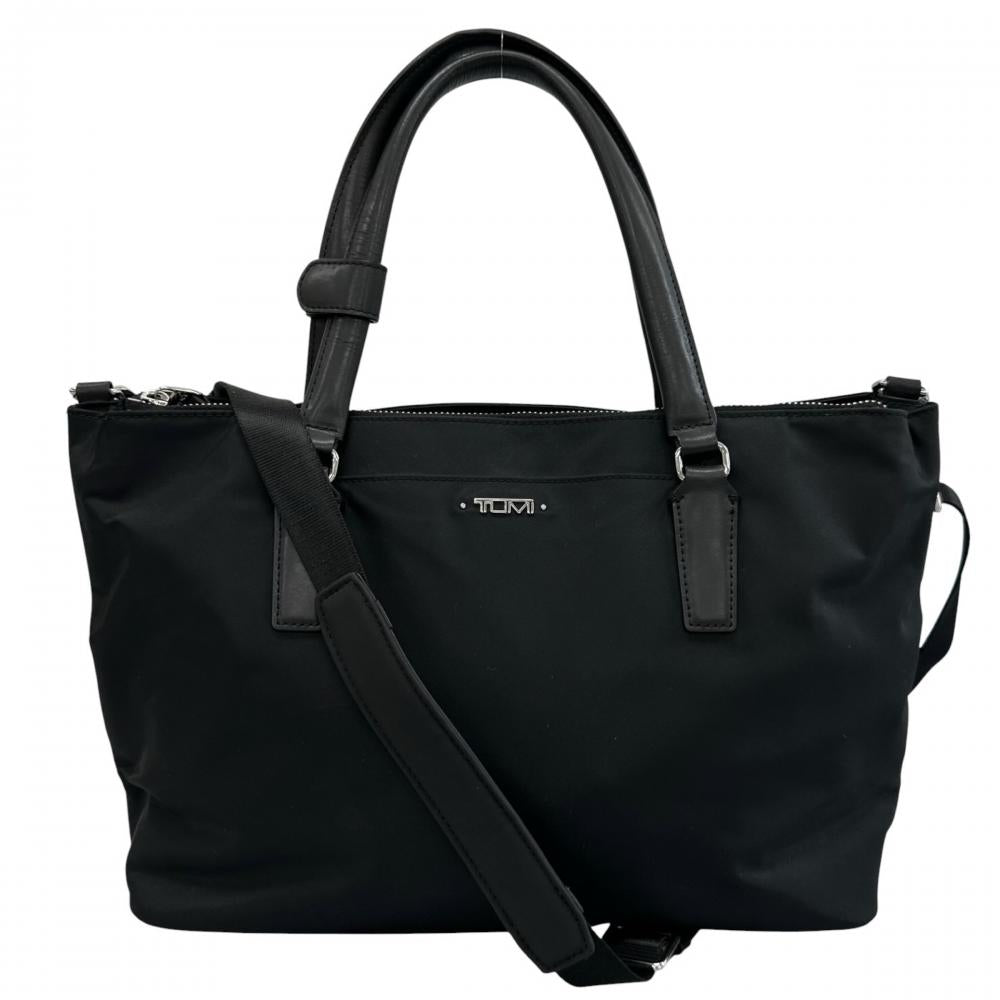 TUMI トゥミ 2WAY ショルダーバッグ トートバッグ ビジネスバッグ ナイロン ブラック 黒 シルバー金具 レディース【中古品】