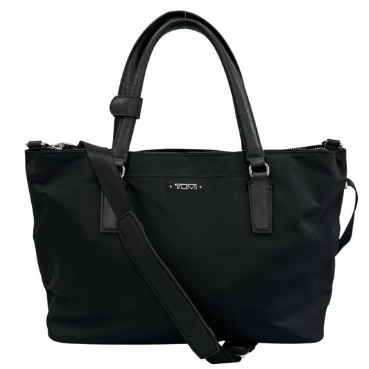 TUMI トゥミ 2WAY ショルダーバッグ トートバッグ ビジネスバッグ ナイロン ブラック 黒 シルバー金具 レディース【中古品】