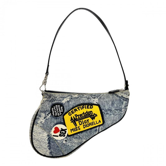 Christian Dior クリスチャンディオール ハンドバッグ ミス・ディオレラ サドルバッグ キャンバス レザー マルチカラー シルバー金具 レディース【中古品】