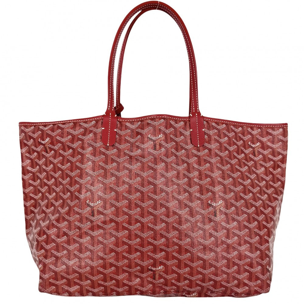GOYARD ゴヤール トートバッグ サンルイPM ハンドバッグ ポーチ付き コーティングキャンバス レザー レッド 赤 シルバー金具 レディース【中古品】