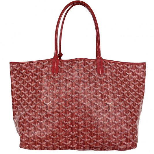 GOYARD ゴヤール トートバッグ サンルイPM ハンドバッグ ポーチ付き コーティングキャンバス レザー レッド 赤 シルバー金具 レディース【中古品】