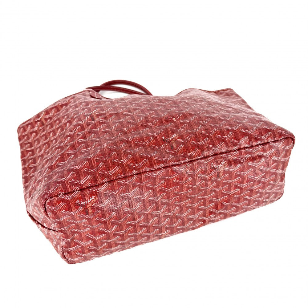 GOYARD ゴヤール トートバッグ サンルイPM ハンドバッグ ポーチ付き コーティングキャンバス レザー レッド 赤 シルバー金具 レディース【中古品】
