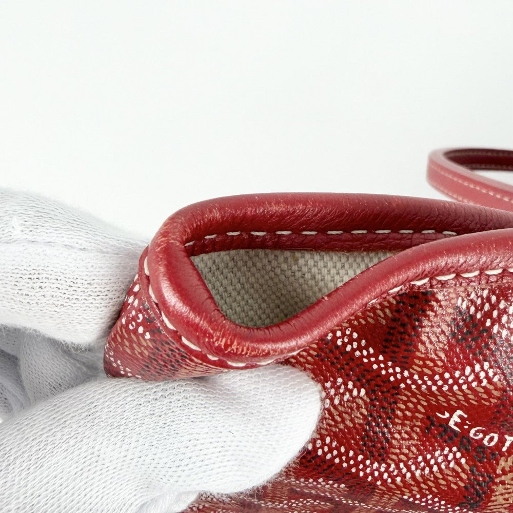 GOYARD ゴヤール トートバッグ サンルイPM ハンドバッグ ポーチ付き コーティングキャンバス レザー レッド 赤 シルバー金具 レディース【中古品】