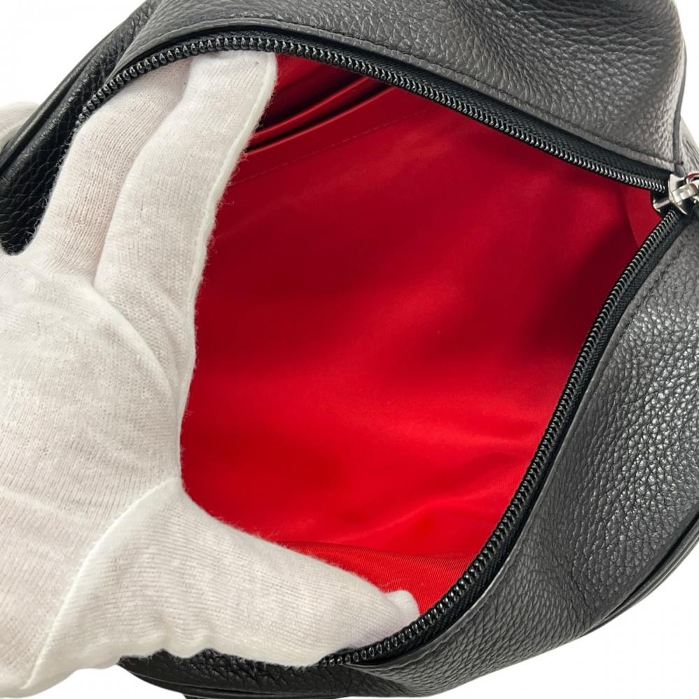 Christian Louboutin クリスチャンルブタン クラッチバッグ ブラスター ハンドバッグ レザー ブラック 黒 レッド 赤 シルバー金具 メンズ【中古品】