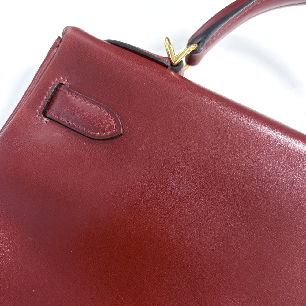 HERMES エルメス 2WAY ケリー32 ショルダーバッグ ハンドバッグ 内縫い 鞄 かばん □E刻印 レザー ワインレッド ゴールド金具 レディース 2001年【中古品】