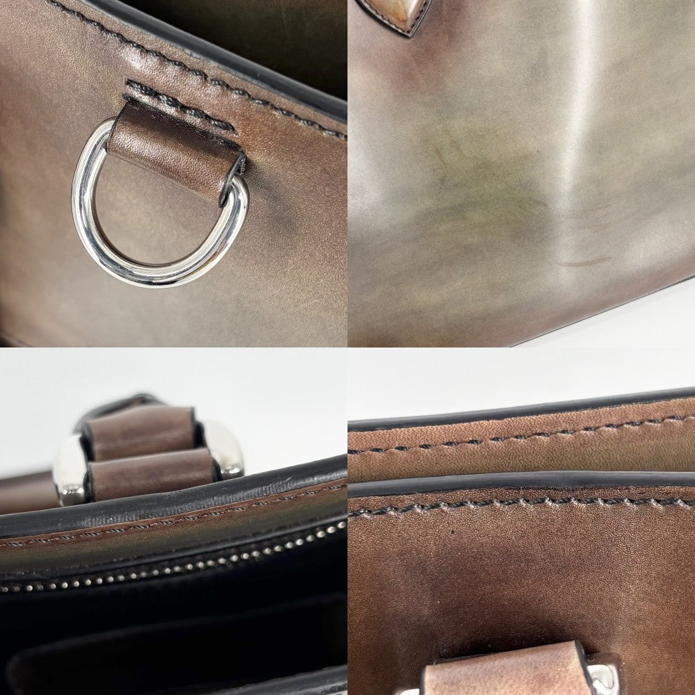 Berluti ベルルッティ トートバッグ トゥジュール　スクリット カリグラフィ ビジネスバッグ ハンドバッグ 鞄 かばん レザー ブラウン 茶 シルバー金具 メンズ【中古品】