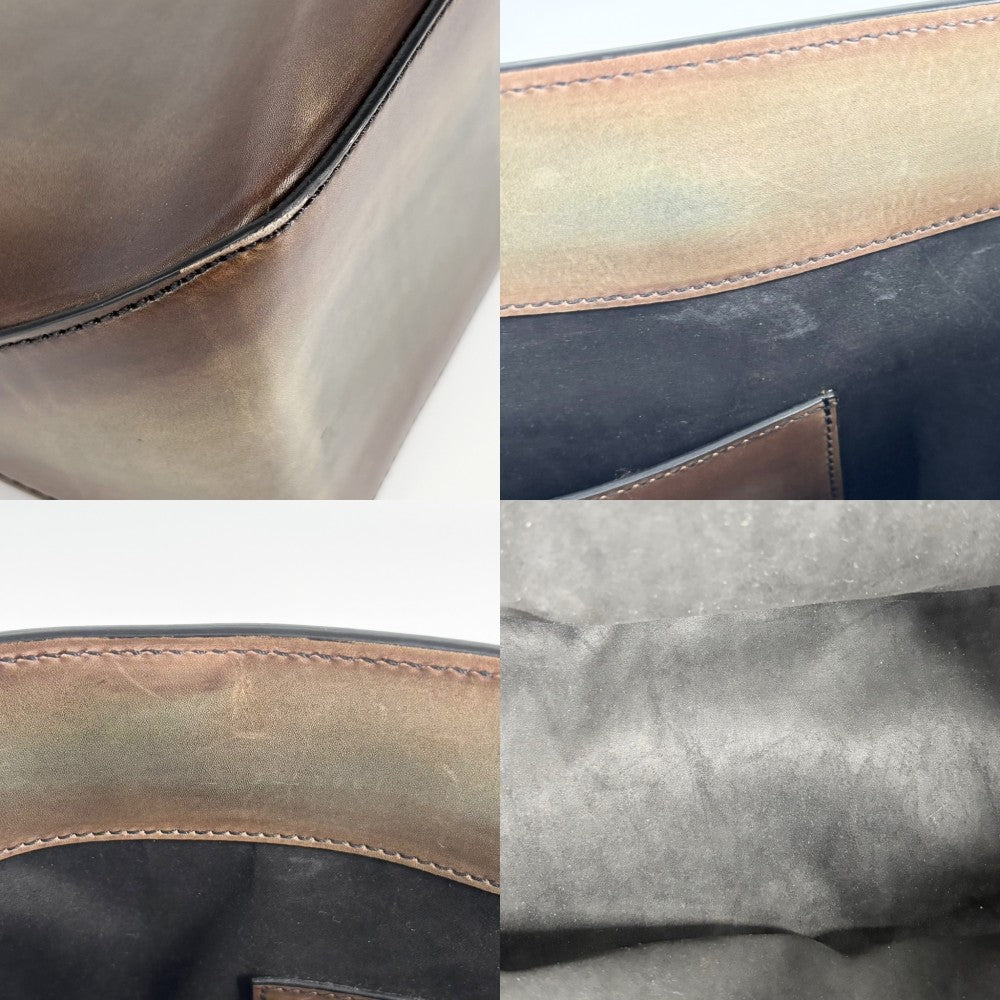 Berluti ベルルッティ トートバッグ トゥジュール　スクリット カリグラフィ ビジネスバッグ ハンドバッグ 鞄 かばん レザー ブラウン 茶 シルバー金具 メンズ【中古品】