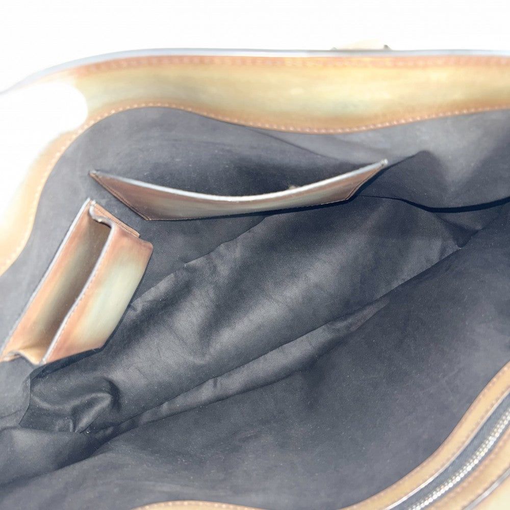 Berluti ベルルッティ トートバッグ トゥジュール　スクリット カリグラフィ ビジネスバッグ ハンドバッグ 鞄 かばん レザー ブラウン 茶 シルバー金具 メンズ【中古品】