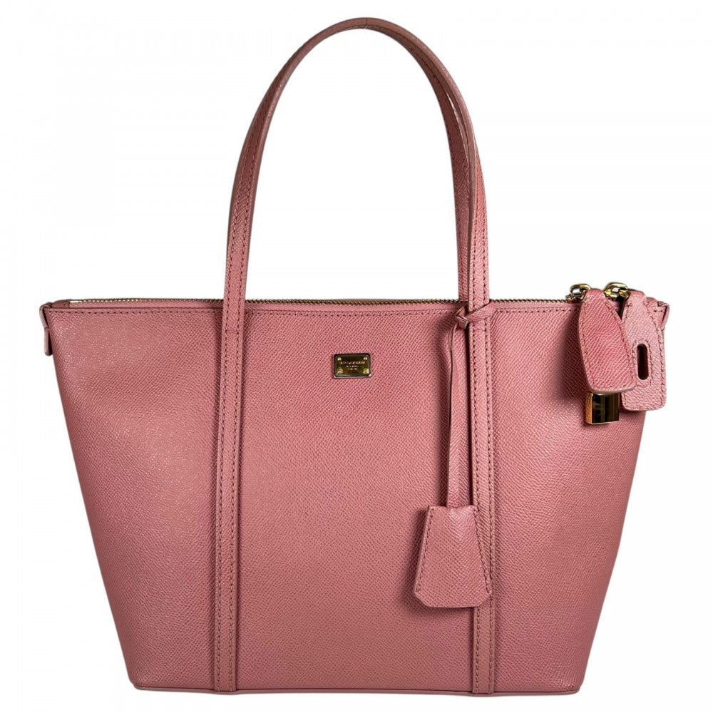 DOLCE&GABBANA ドルチェアンドガッバーナ トートバッグ レザー ピンク ゴールド金具 レディース【中古品】