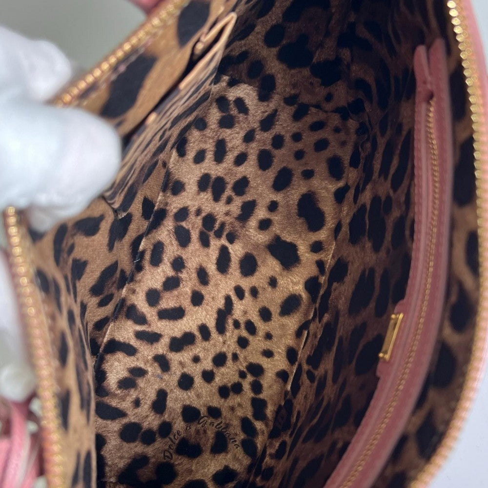 DOLCE&GABBANA ドルチェアンドガッバーナ トートバッグ レザー ピンク ゴールド金具 レディース【中古品】