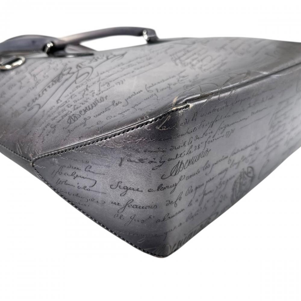Berluti ベルルッティ トートバッグ トウジュールミニ カリグラフィ レザー ブラック 黒 シルバー金具 メンズ【中古品】