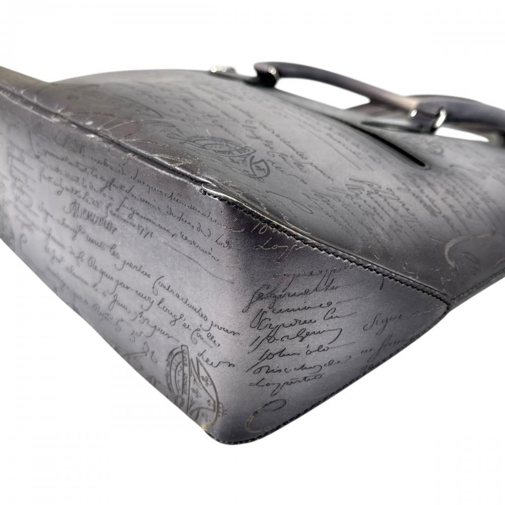 Berluti ベルルッティ トートバッグ トウジュールミニ カリグラフィ レザー ブラック 黒 シルバー金具 メンズ【中古品】