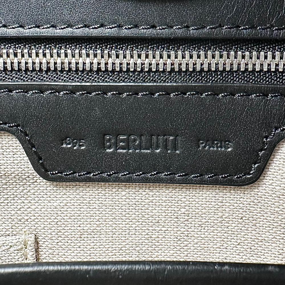 Berluti ベルルッティ トートバッグ トウジュールミニ カリグラフィ レザー ブラック 黒 シルバー金具 メンズ【中古品】